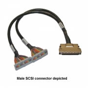 68-Way SCSI Micro-D F to 2x34 Ribbon